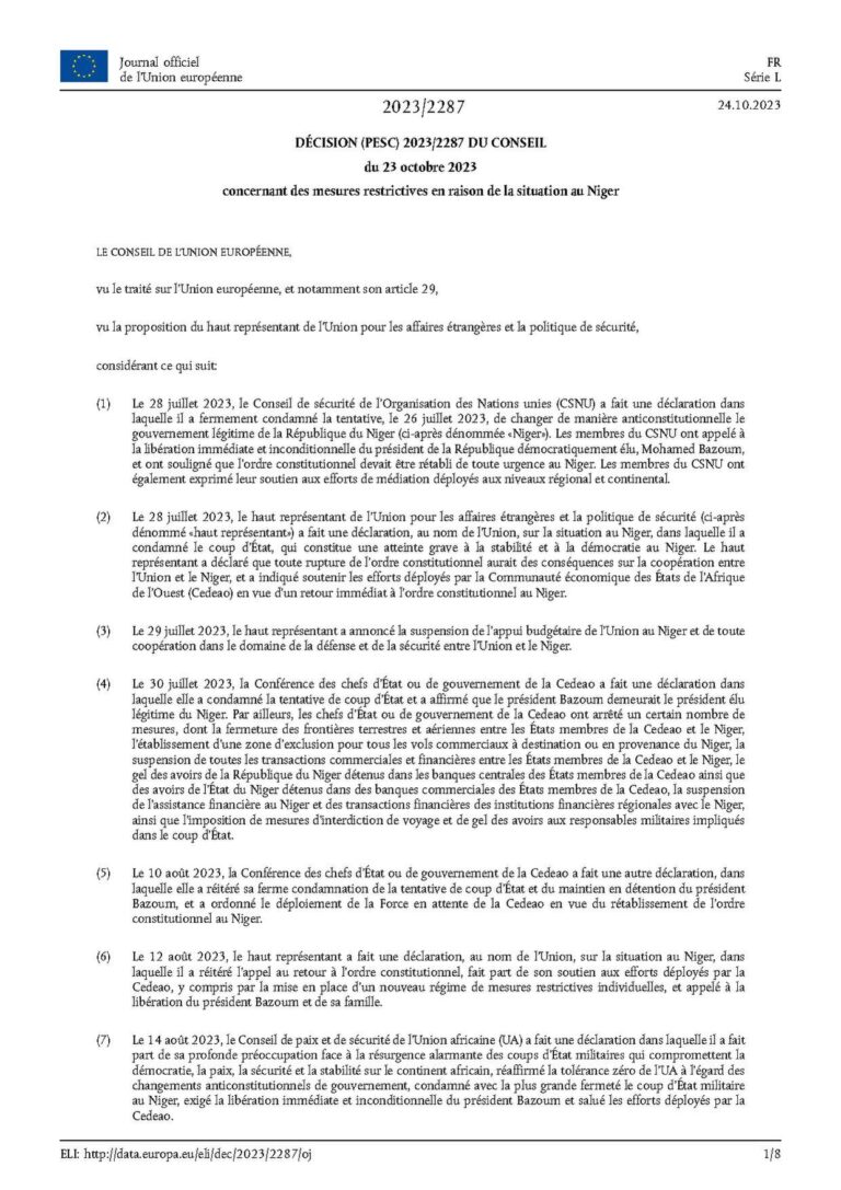 Niger : L&rsquo;appel à l&rsquo;aide de Bazoum face aux menaces des putschistes