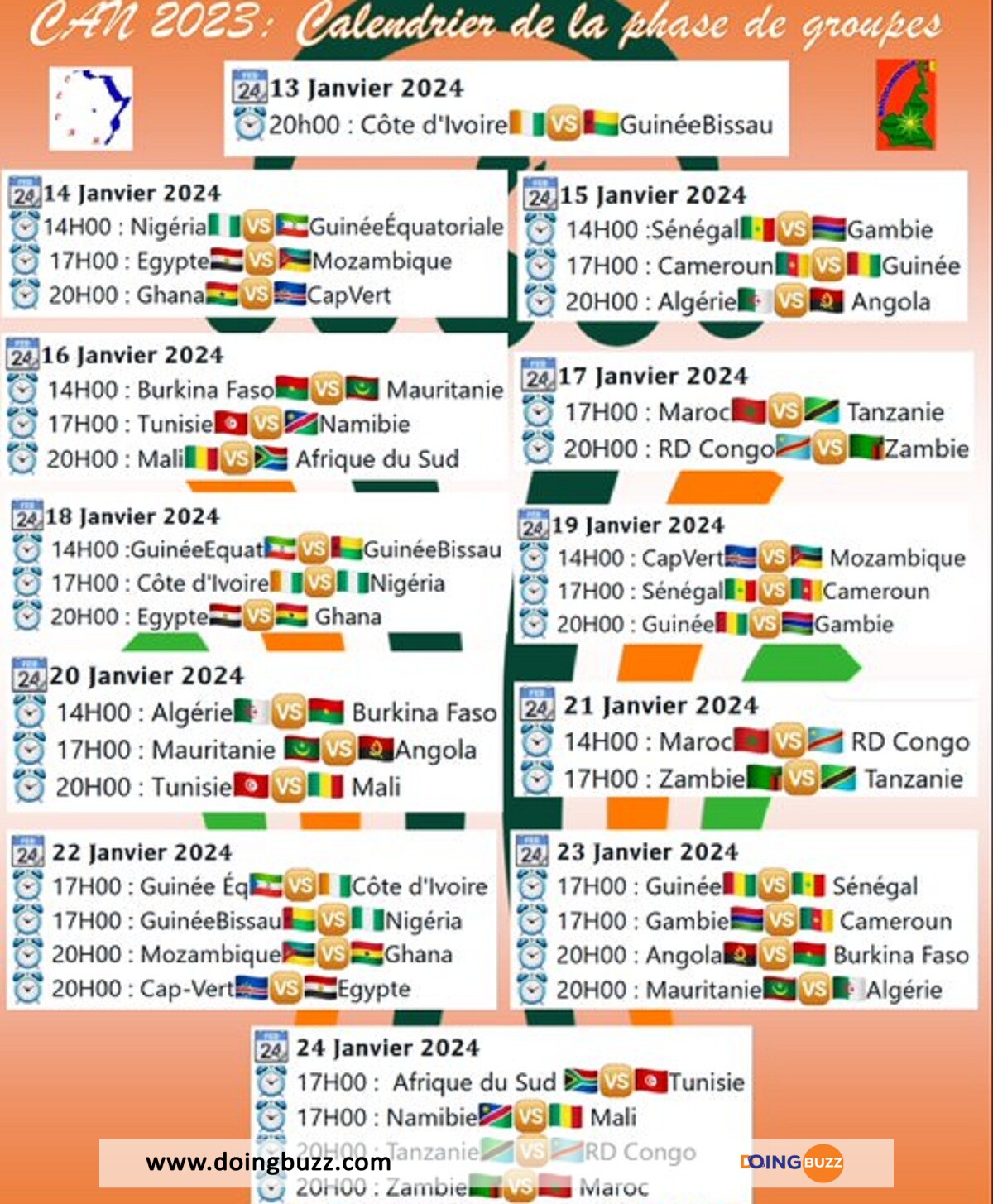 Can 2023 : Voici Le Calendrier Complet De La Compétition !