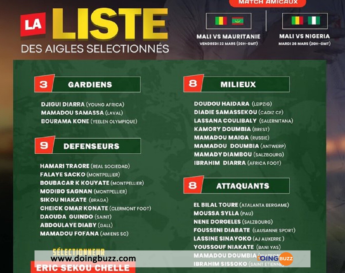 Mali : Le Sélectionneur De L’équipe A Annoncé Sa Liste De 28 Joueurs !