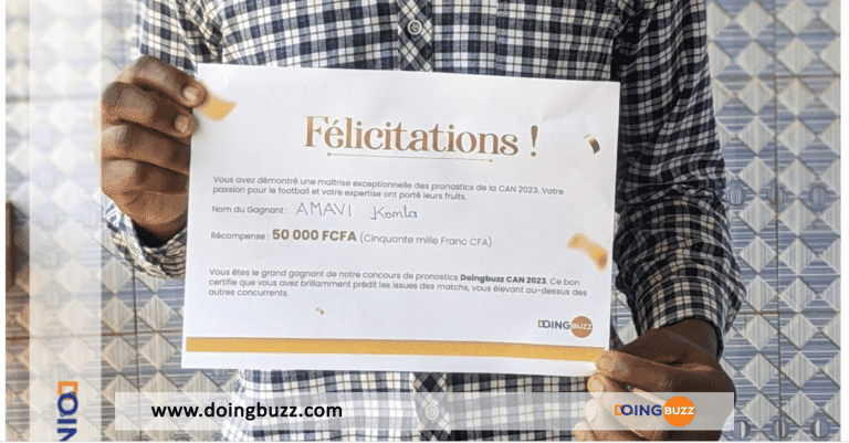 Félicitations Au Grand Gagnant De La Can 2023 Sur Doingbuzz : Un Pari Gagnant De 50 000 Fcfa !