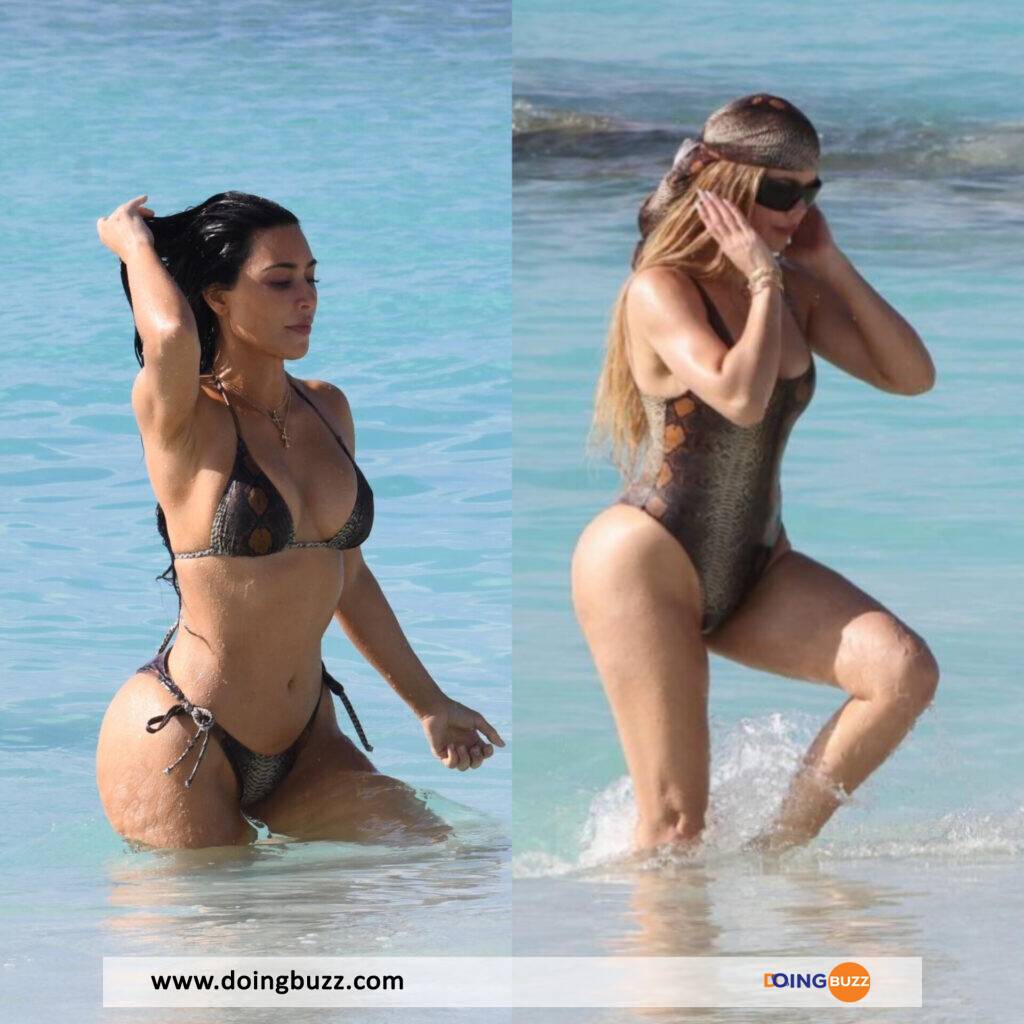 Kim et Khloé Kardashian portent des maillots de bain en peau de serpent (photos)