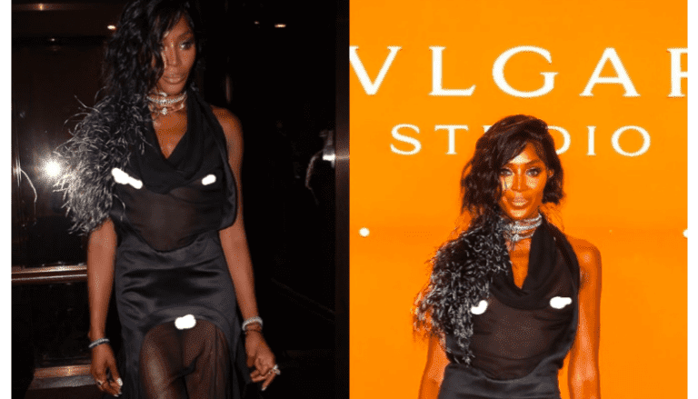 Naomi Campbell Expose Ses S€Ins Et Son Dessous Dans Une Robe Transparente (Photos)